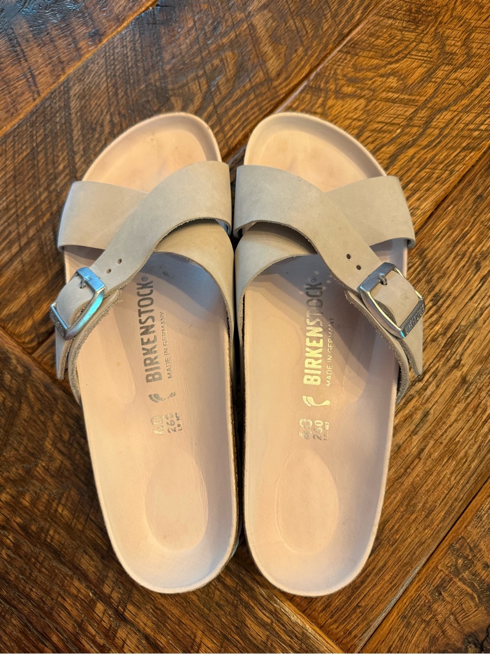 Birkenstock Women's Cross-Band Slide Sandals in Light Grey